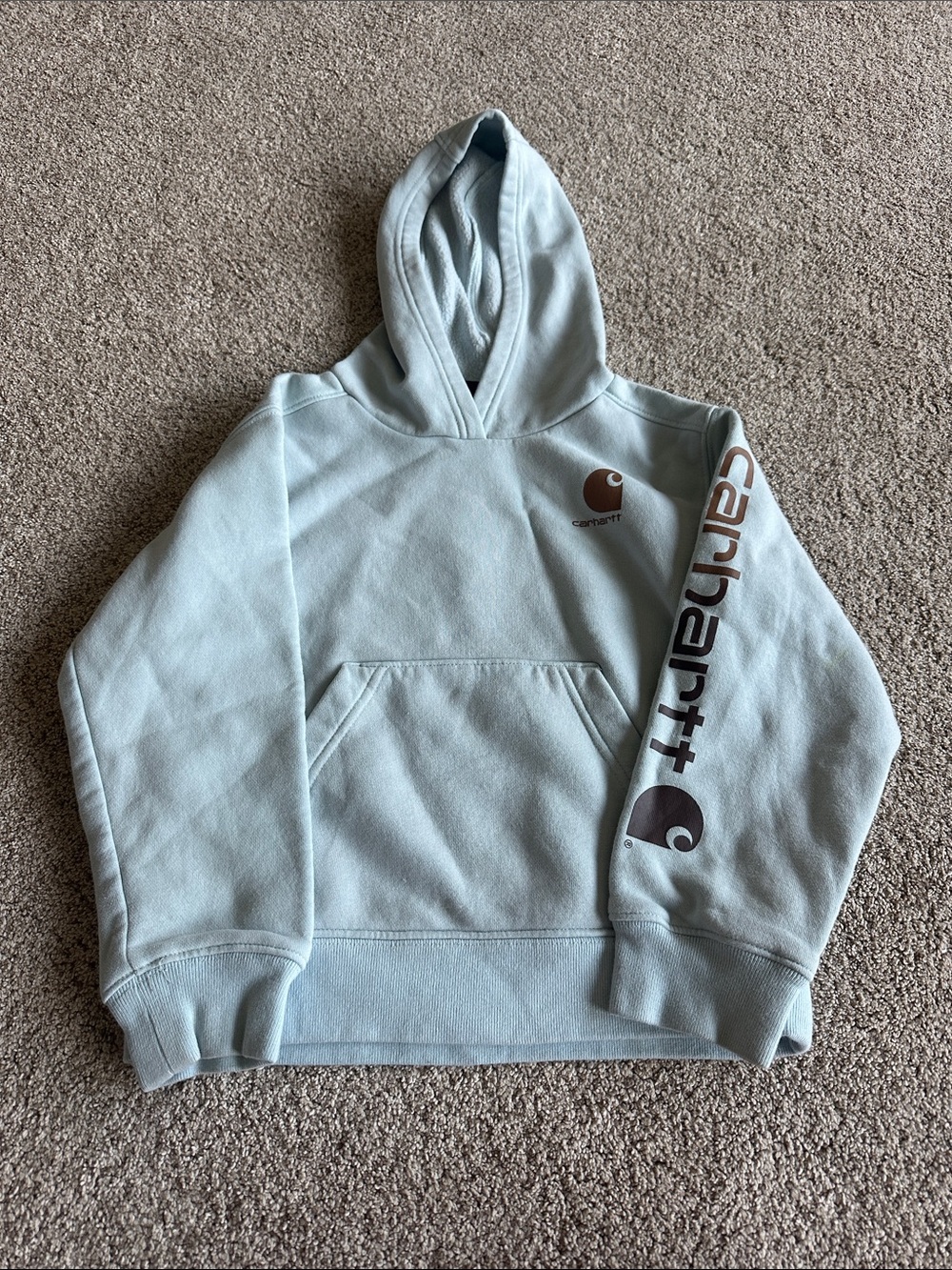 Carhartt kids Pale Blue Logo Pullover Hoodie size 5